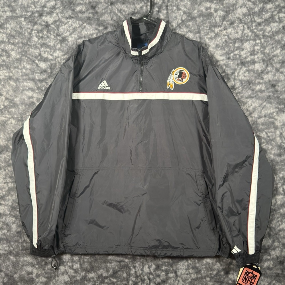 Vintage Adidas Team Washington Redskins Windbreaker Jacket Mens L Black 90s NFL